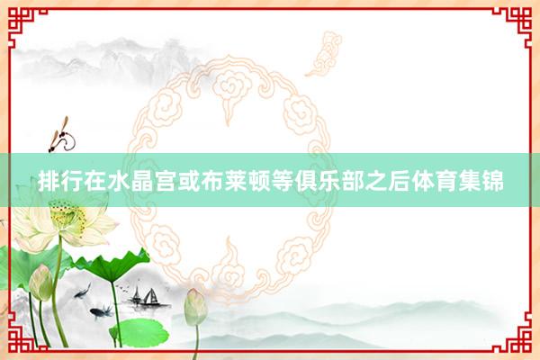 排行在水晶宫或布莱顿等俱乐部之后体育集锦