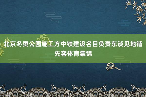 北京冬奥公园施工方中铁建设名目负责东谈见地锴先容体育集锦