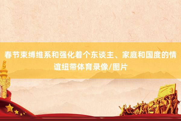 春节束缚维系和强化着个东谈主、家庭和国度的情谊纽带体育录像/图片