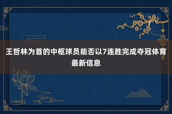 王哲林为首的中枢球员能否以7连胜完成夺冠体育最新信息