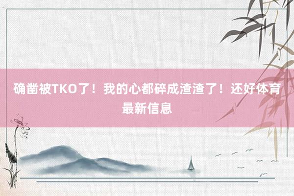 确凿被TKO了！我的心都碎成渣渣了！还好体育最新信息