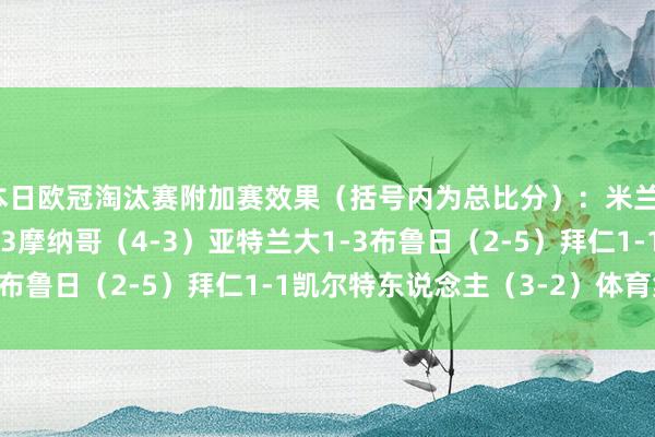 本日欧冠淘汰赛附加赛效果（括号内为总比分）：米兰1-1（1-