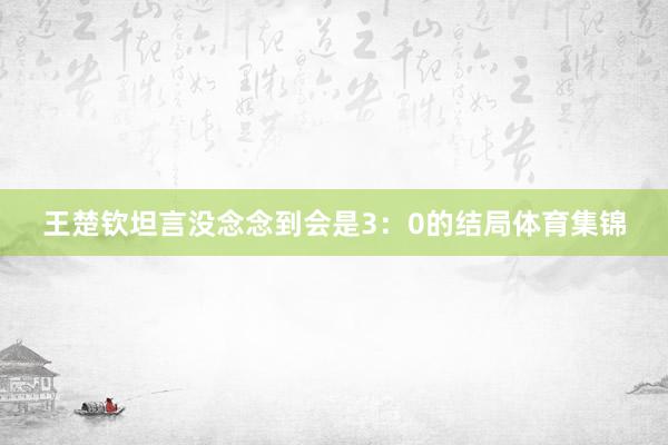 王楚钦坦言没念念到会是3:0的结局体育集锦