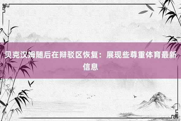 贝克汉姆随后在辩驳区恢复：展现些尊重体育最新信息