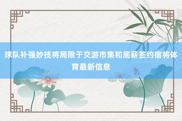 球队补强妙技将局限于交游市集和底薪签约宿将体育最新信息