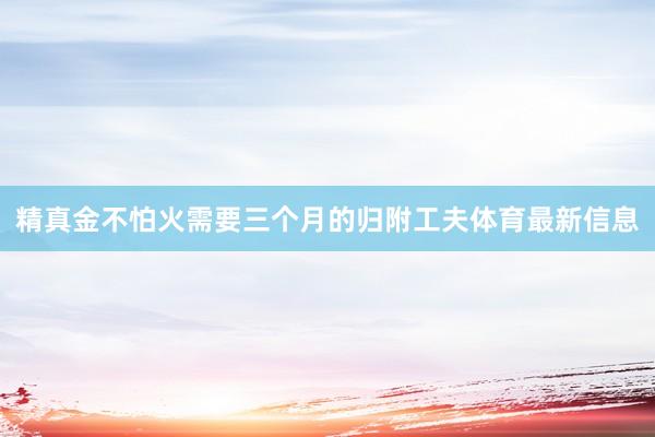 精真金不怕火需要三个月的归附工夫体育最新信息